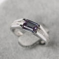 thumbnail image 1 of Alexandrite Promise Ring Sterling Silver East West Ring Emerald Cut June Birthstone, 1 of 2