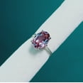 thumbnail image 1 of Alexandrite Ring, 925 Sterling Silver Ring Certifed alexandrite ring, Color Change Stone Ring, Oval Cut Alexandrite, twisted wire band, 1 of 3