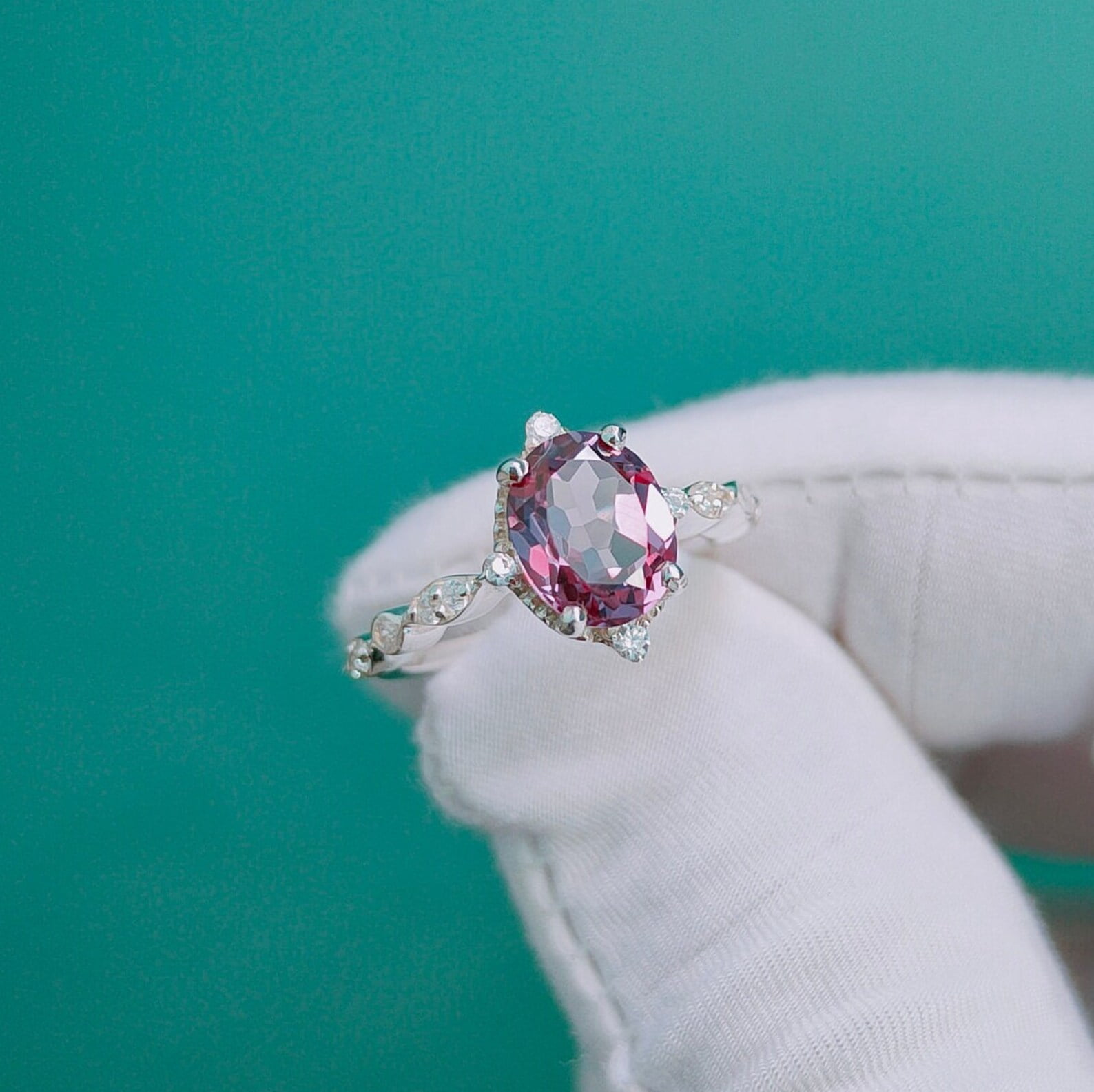 Alexandrite Ring, 925 Sterling Silver Ring, Lab created Alexandrite ...
