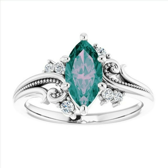 Alexandrite Ring Diamond Ring Engagement Ring 925 Sterling Silver Rings jewelry making ring