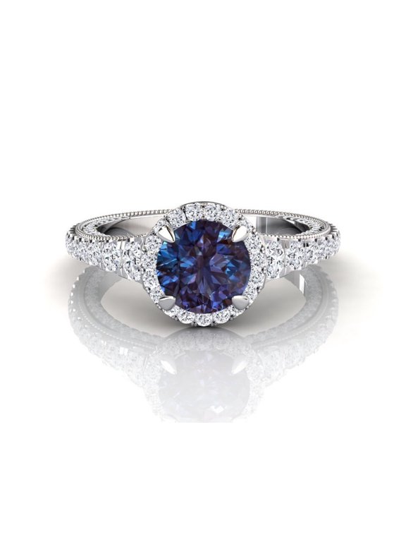 Alexandrite Ring Diamond Rings Engagement Rings 925 Sterling Silver Ring Wedding Ring for her