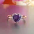 thumbnail image 1 of Natural 925 Sterling Silver Heart Cut Amethyst Twist Wedding Ring February Birthstone Ring, 1 of 4