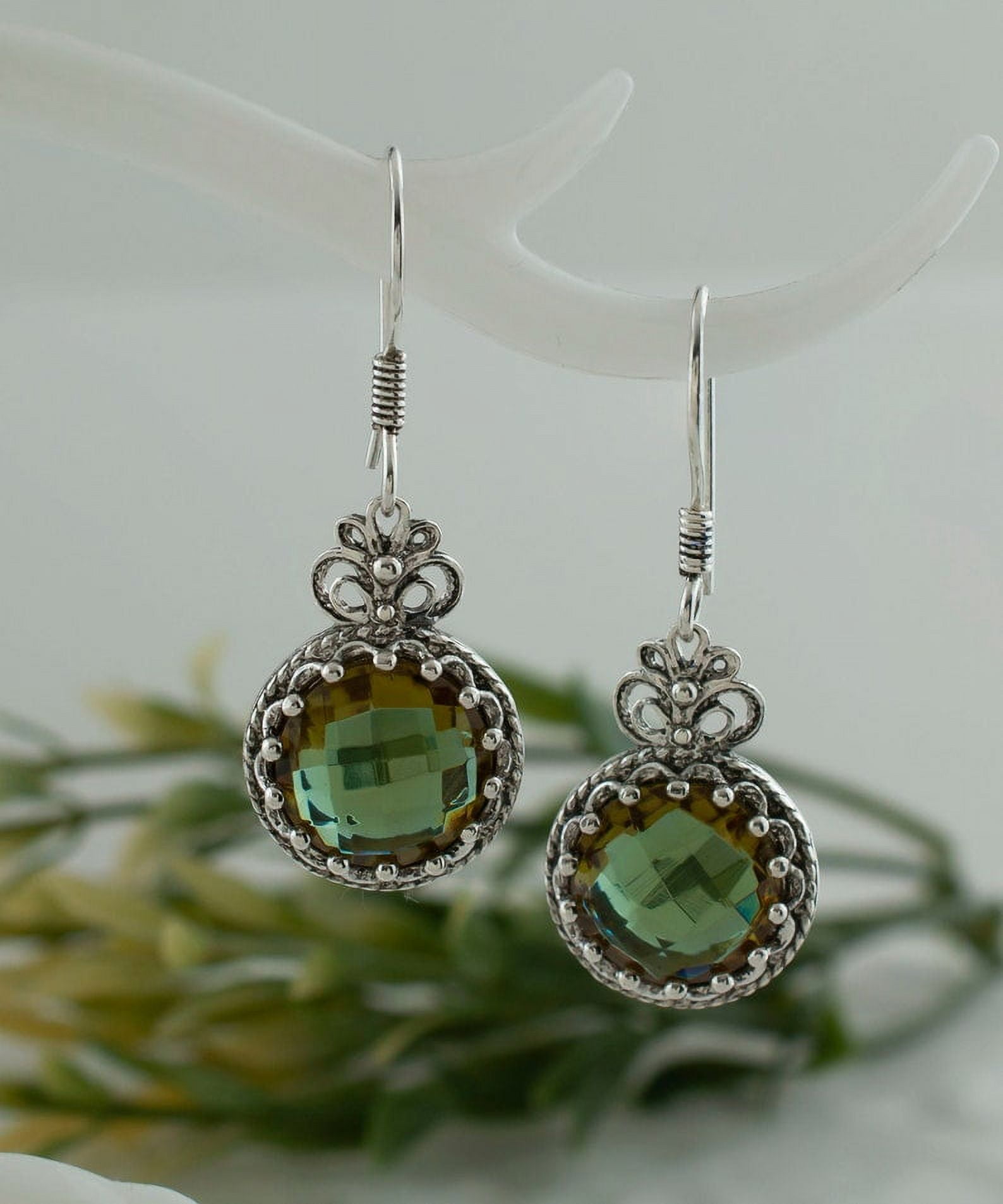 ELITE GEMS AND JEWELLERY Alexandrite Silver Gothic Dangle Earrings, Alexandrite Gemstone Earrings, 925 Sterling Silver Artisan Handmade Filigree Goth Woman Jewelry