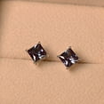 thumbnail image 1 of Alexandrite earrings, stud earrings, princess cut, sterling silver,color changing gemstone,dainty earrings, 1 of 3
