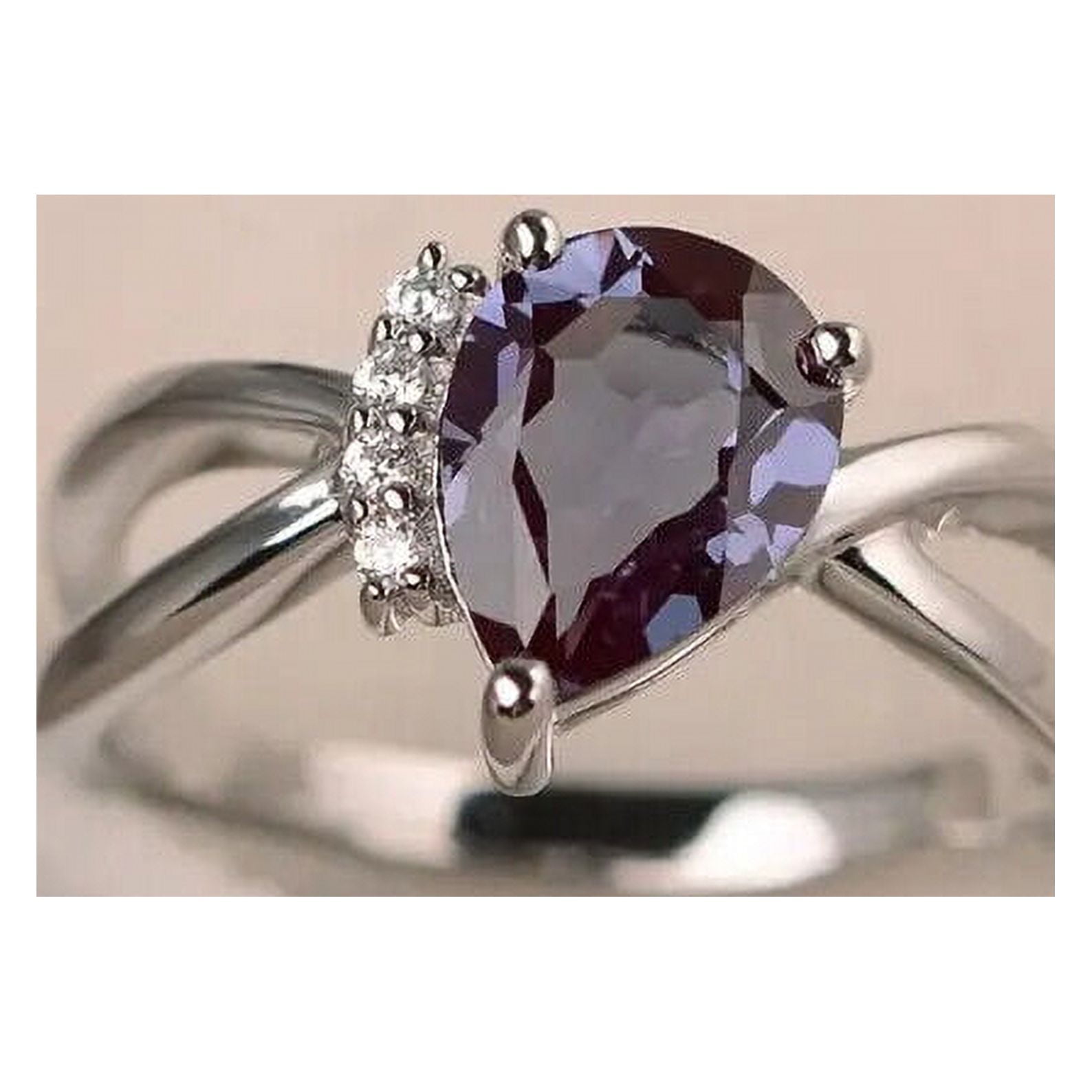 Alexandrite ring, engagement ring, pear cut ring, color changing gemstone Ring