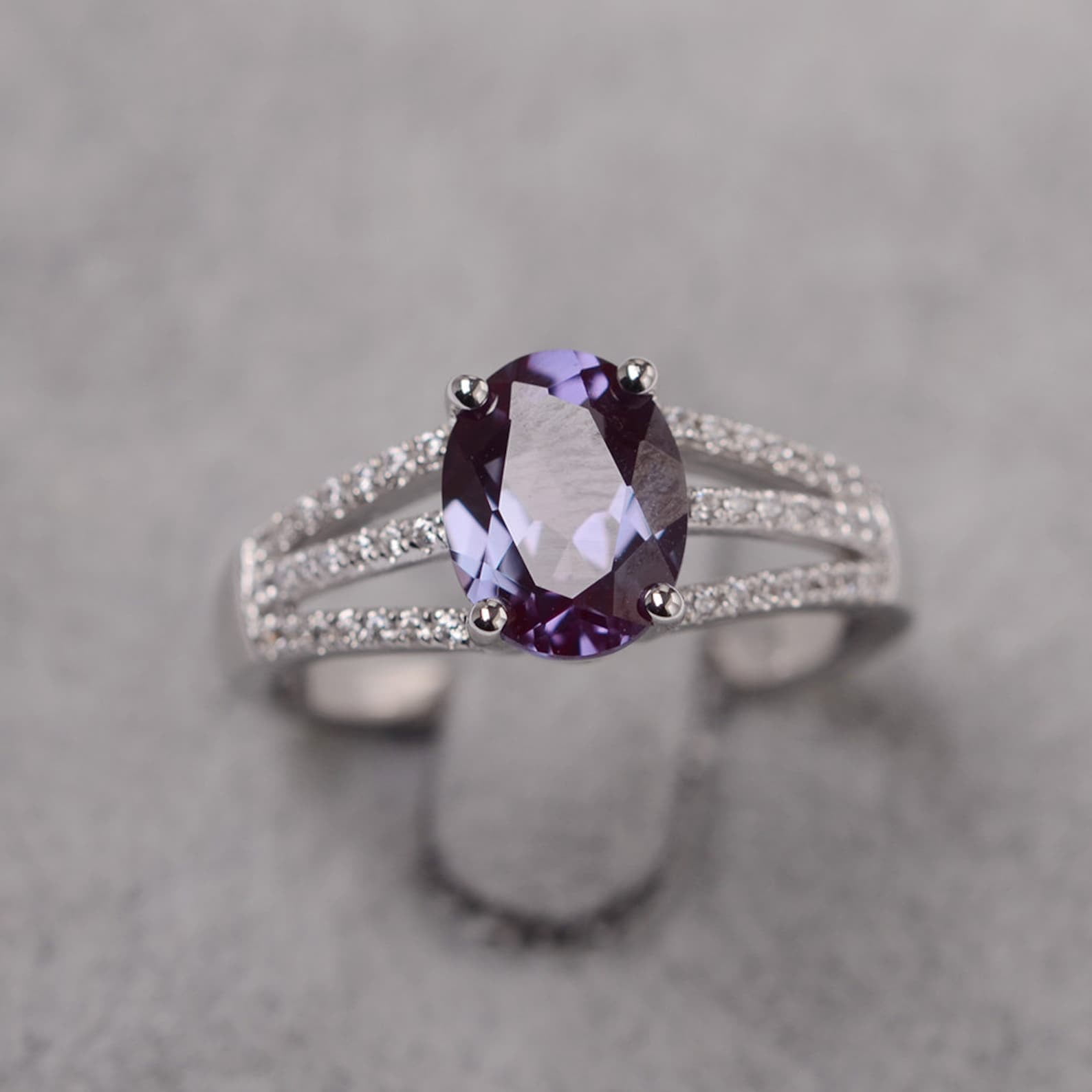 Alexandrite ring oval cut ring silver customized engagement ring for ...