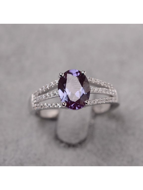 Alexandrite ring oval cut ring silver customized engagement ring for women