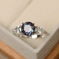 thumbnail image 1 of Alexandrite ring, round cut color changling ring, June birthstone, sterling silver engagement ring, 1 of 4