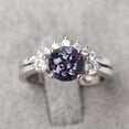 thumbnail image 1 of Alexandrite ring sterling silver engagement ring for women round cut June birthstone ring set, 1 of 3