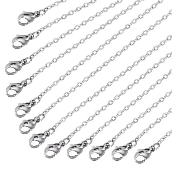 Alexcraft 12 Pack Necklace Chains Bulk 2mm Silver Cable Links Chains for DIY Jewelry Making 18 Inches