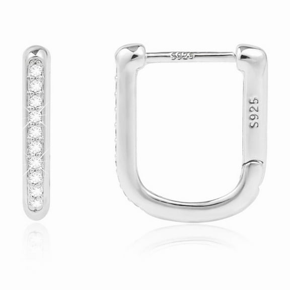 Alexcraft 14K Gold Plated Hoop Earrings for Women 925 Sterling Silver Post U Shaped Dainty Cubic Zirconia CZ Huggie Hoop Earrings Hypoallergenic