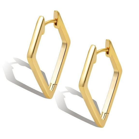 Alexcraft 14K Gold Plated Rectangle Dangle Hoop Earrings for Women Hypoallergenic Geometric Huggie Hoops Drop Fashion Minimalist Jewelry