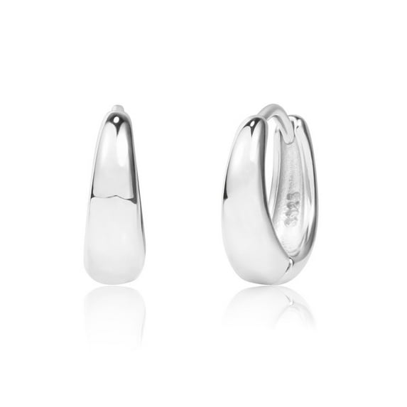 Alexcraft 14K Gold Plated Sterling Silver Post Small Chunky Hoops Earrings | Thick Lightweight Gold Hoop Earrings for Women