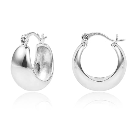 Silver Plated Hypoallergenic Chunky Hoop Earrings for Women, Thick Wide Huggie  Small Earrings Gift for Mom