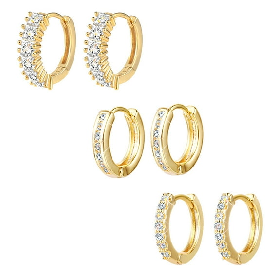 Alexcraft 14K Gold/Silver Plated Huggie Hoop Earrings, Dainty Cubic Zirconia Cartilage Earring for Sensitive Ears Hypoallergenic Lightweight