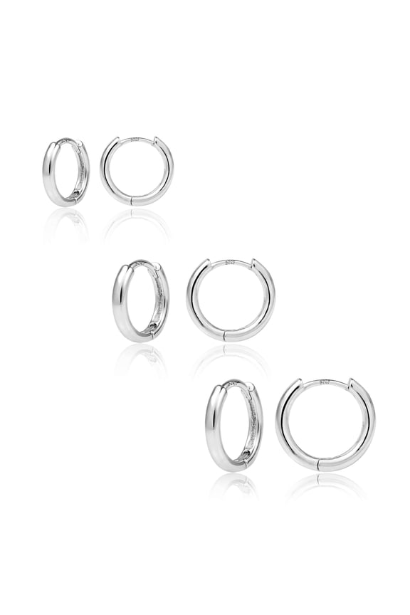 Small Huggie Hoop Earrings for Women 925 Sterling Silver Plated Hypoallergenic Cartilage Huggie Hoops Earrings for Men 3 Pairs
