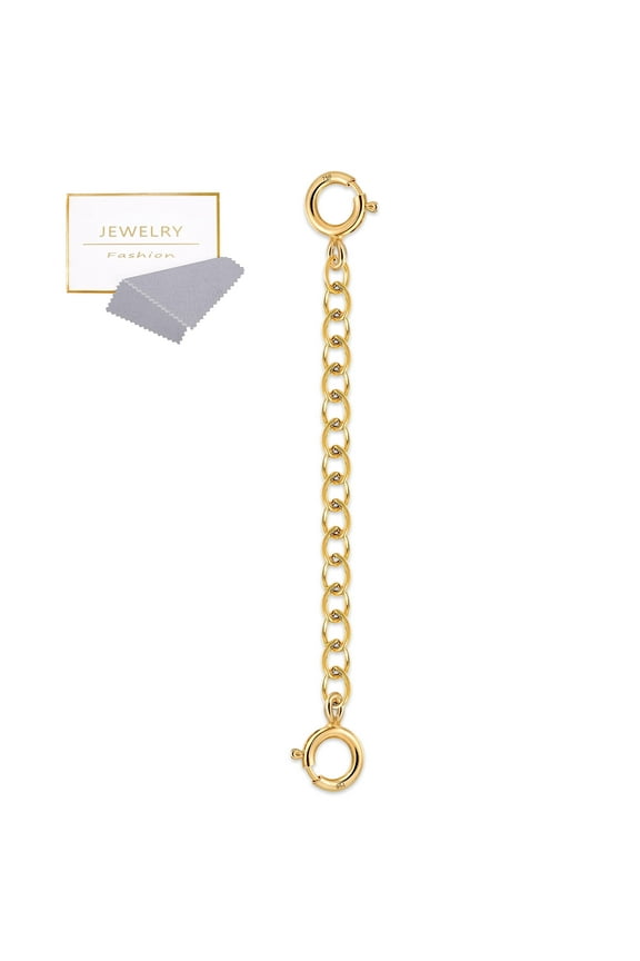 18K Solid Gold Plated Extender for Necklace Bracelet Real Durable Extender Chain Anklets Extension for Women 18K Gold Plated 75%