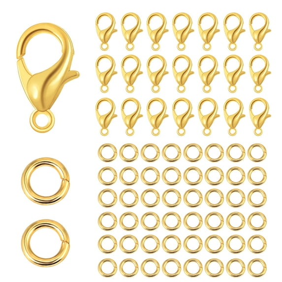 Alexcraft 250PCS Lobster Claw Clasps with Open Jump Rings, 6mm Alloy Lobster Clasps for DIY Craft Bracelet Jewelry Making(50PCS Lobster Clasps + 200PCS Open Jump Rings)