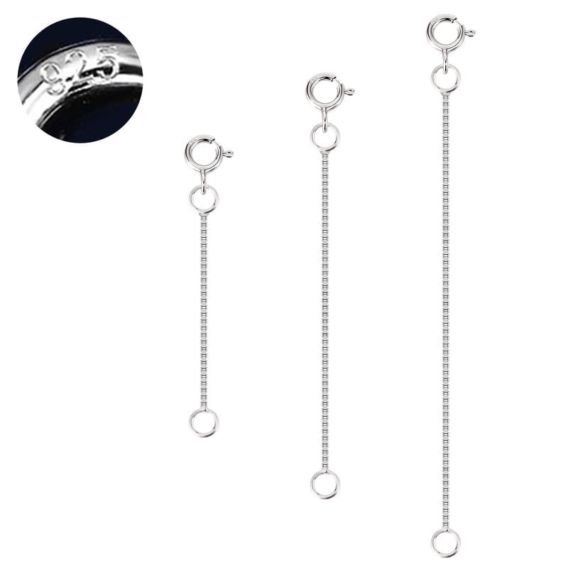 3 Pcs Necklace Extenders for Women 925 Sterling Silver Durable Strong Removable Necklace Bracelet Alexcraft