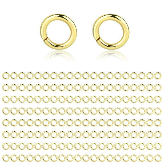 Alexcraft 300Pcs Open Jump Rings 14K Gold Plated Round Rings Connector Clasp Rings Bulk for Jewelry Making Keychains Crafts Supplies Necklace Repair 4x0.7mm
