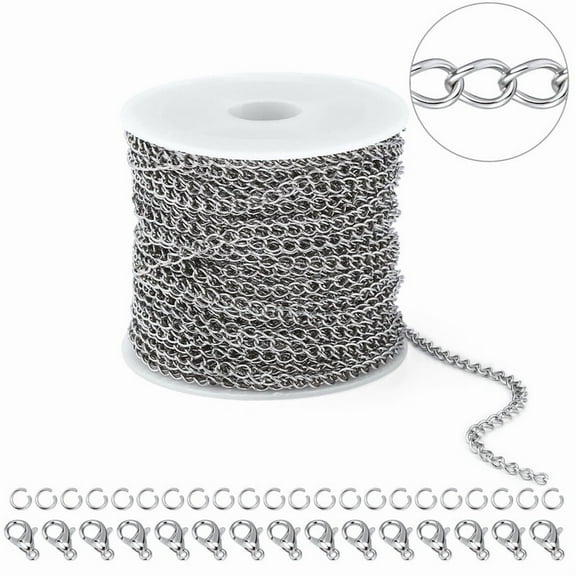 Alexcraft 32.8Ft Gold Plated Necklace Chain for Jewelry Making Stainless Steel Chain with Lobster Clasps and Jump Rings for Making Jewelry Craft Support Jewelry Findings