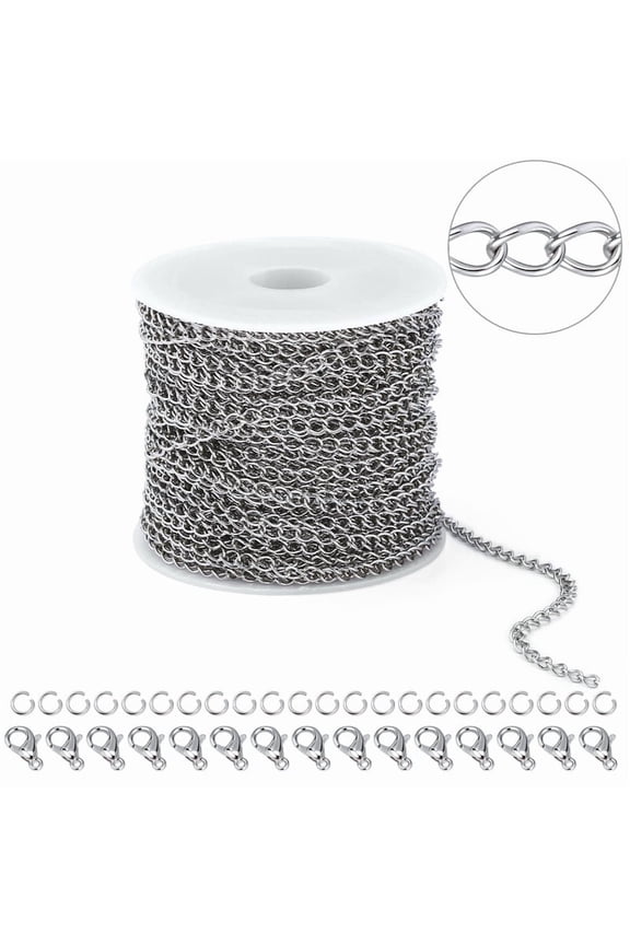32.8Ft Gold Plated Necklace Chain for Jewelry Making Stainless Steel Chain with Lobster Clasps and Jump Rings for Making Jewelry Craft Support Jewelry Findings