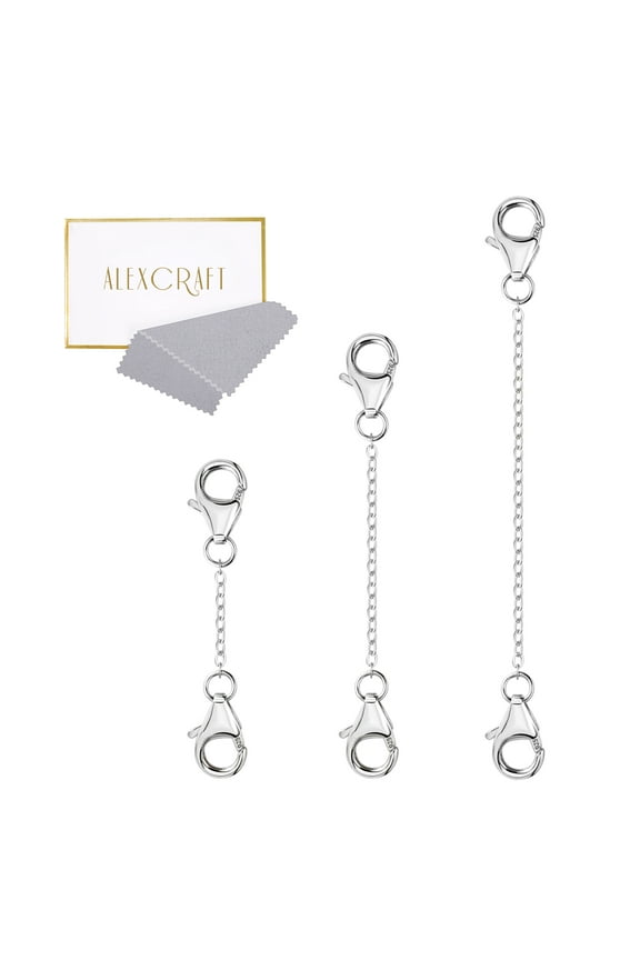 3PCS Necklace Extender, 14K Gold Plated Chain Extenders for Necklaces, 925 Sterling Silver Anklet Bracelet Extender for Women Jewelry Making (1 2 3 Inch)