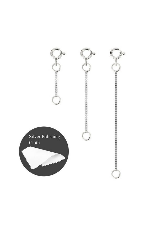 3PCS Necklace Extender, 14K Gold Plated Chain Extenders for Necklaces, 925 Sterling Silver Anklet Bracelet Extender for Women Jewelry Making (1 2 3 Inch)