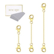 ALEXCRAFT 3PCS Necklace Extender, 14K Gold Plated Chain Extenders for Necklaces, 925 Sterling Silver Anklet Bracelet Extender for Women Jewelry Making (1 2 3 Inch)