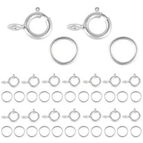 Alexcraft 40 PCS 925 Sterling Silver Clasps and Closures with Open Jump Rings Set 6mm Spring Ring Jewelry Connectors for Jewelry Making (5mm Clasps Silver)