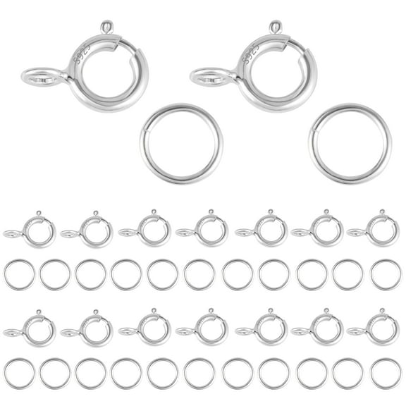 Alexcraft 40 PCS 925 Sterling Silver Clasps and Closures with Open Jump Rings Set 6mm Spring Ring Jewelry Connectors for Jewelry Making (5mm Clasps Silver)