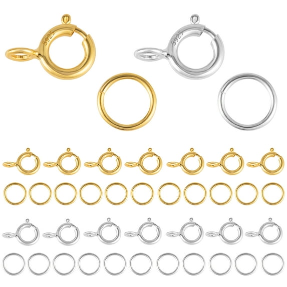 Alexcraft 40 PCS 925 Sterling Silver Clasps and Closures with Open Jump Rings Set 6mm Spring Ring Jewelry Connectors for Jewelry Making (5mm Clasps Silver)