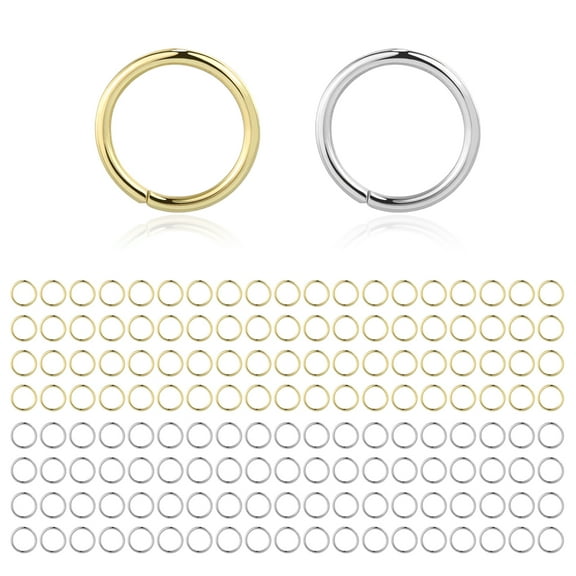 Alexcraft 400Pcs Open Jump Rings, 10mm Jump Rings Jewelry Making Set, 14K Gold Plated and SilverJewelry Finding Supplies Small Lobster Clasps for Necklaces Bracelet Chains Connector