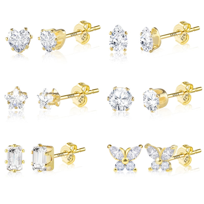 Gold Stud Earrings For Women – 14K Gold Plated Dainty Flower Earrings, Hypoallergenic & Cute