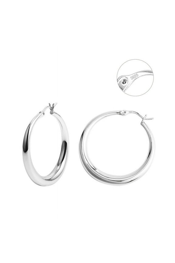 925 Steling Silver Hoop Earrings For Women Thick Hoop Earrings Hollow Hoops Earrings Lightweight Big Hoop Earrings Hypoallergenic Large Earrings