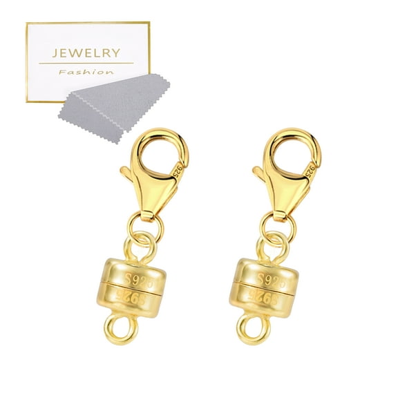 Alexcraft 925 Sterling Silver Magnetic Necklace Clasps and Closures, 2Pcs Gold and Silver Magnetic Clasp Converter for Jewelry Making Supplies, Chain Extender Connector for Necklace Bracelet