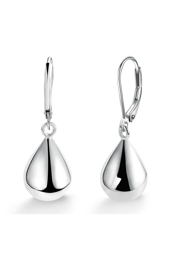Lightweight Hypoallergenic Silver Plated Teardrop Dangle Earrings for Women, Leverback