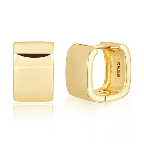 Alexcraft 925 Sterling Silver Square Hoop Earrings for Women | 14K Gold Plated Geometric Rectangle Hoop Earrings | Trendy Hypoallergenic Jewelry Gift for Woman