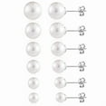 thumbnail image 1 of Alexcraft Ball Stud Earrings Set for Women Men, 6 pairs Silver Plated Cartilage Piercing Studs Pearl 925 Sterling Silver Post Stud Earrings Gift for Her, 1 of 8