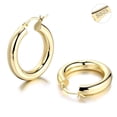 thumbnail image 1 of Alexcraft Chunky Hoop Earrings Thick Hoops for Women | Classic 14k Gold Silver Plated Round Tube Huggie Hoop Earrings with 925 Sterling Silver Post for Women Gift, 1 of 8