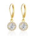 thumbnail image 1 of Alexcraft Cubic Zirconia Drop Leverback Earrings, Sterling Silver 14K Gold Plated Simulated Diamond Dangle Earrings for Women Hypoallergenic, 1 of 1