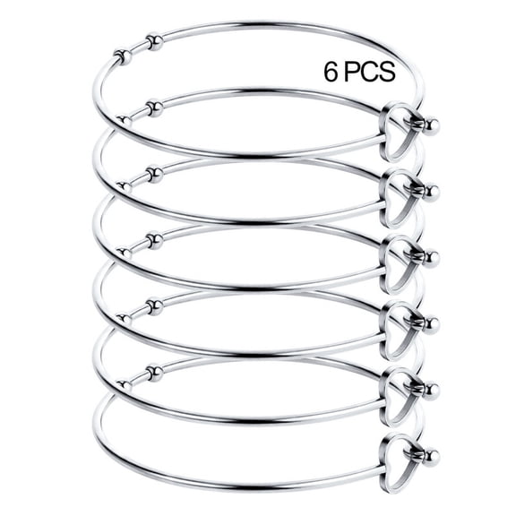 Alexcraft Cuff Bracelet 14K Gold/Silver Plated Unisex Simple Bracelets Fashion Jewelry Open Bangle Cuff Bracelets, Heart Style, 6Pcs