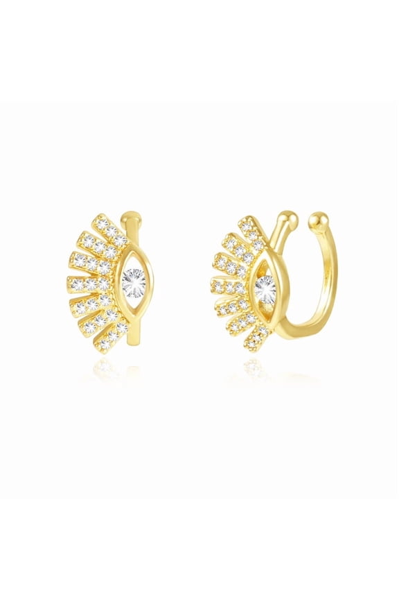 Cuff Earrings for Women Non Piercing 14K Gold Plated Cubic Zirconia Ear Cuffs Non Pierced Clip on Cartilage Earring