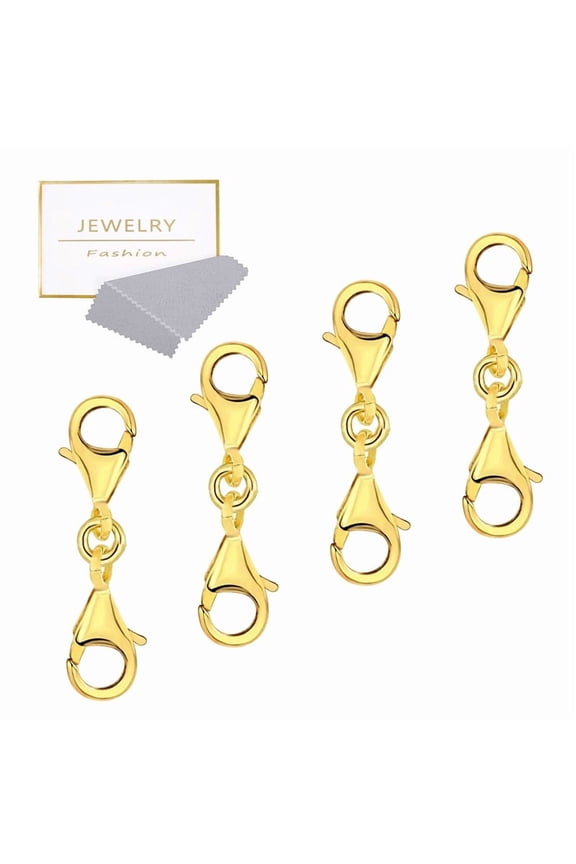 Double Lobster Clasp Extender Necklace Clasp Connector Bracelet Extension, Gold Double Opening Jewelry Clasps for DIY Jewelry Making Women 4Pcs