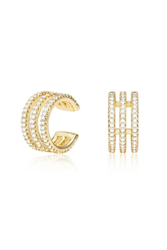 Gold Ear Cuff Earrings for Women Non Pierced 14K Gold Plated Ear Cuffs Chunky Clip On Earrings Cubic Zirconia Cartilage Earring Trendy Jewelry Gifts 2024
