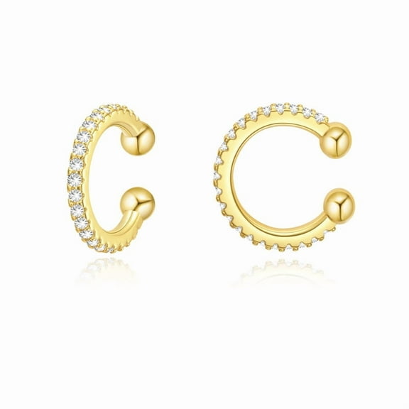 Alexcraft Gold Ear Cuff Earrings for Women Non Piercing, 14K Gold Plated Ear Cuffs, Clip On Cubic Zirconia Cartilage Earring