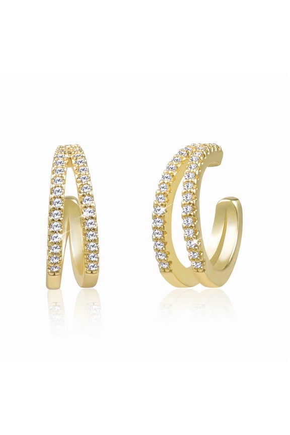 Gold Ear Cuffs for Women Non Piercing, 14K Gold Plated Cuff Earrings for Women Trendy Cubic Zirconia Cartilage Earring Ear Cuffs Jewelry Gift