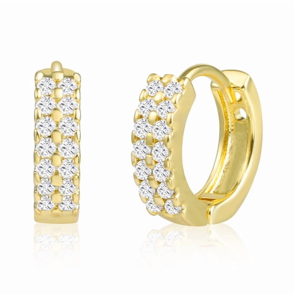 Alexcraft Gold Hoop Earrings for Women - 14K Gold Plated Cubic Zirconia Huggie Hoop Earring - Huggie Earring for Men Women 925 Sterling Silver Post Hypoallergenic