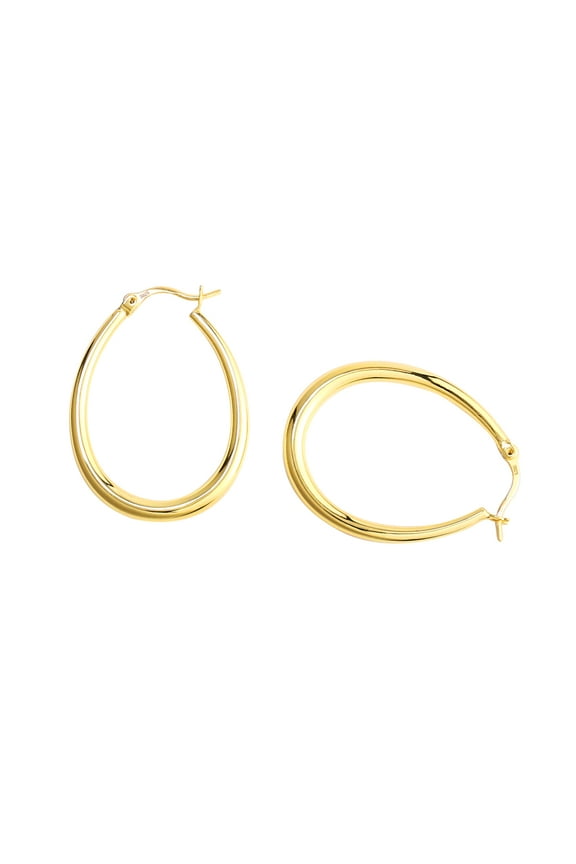 Gold Teardrop Hoop Earrings for Women - 14K Gold Plated, Sterling Silver Post, Hypoallergenic Jewelry
