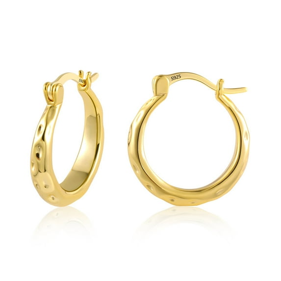 Alexcraft Hammered Hoop Earrings For Women Gold Chunky Teardrop Shape Thick Hoops Earrings Hypoallergenic for Sensitive Hoop Earrings Jewelry